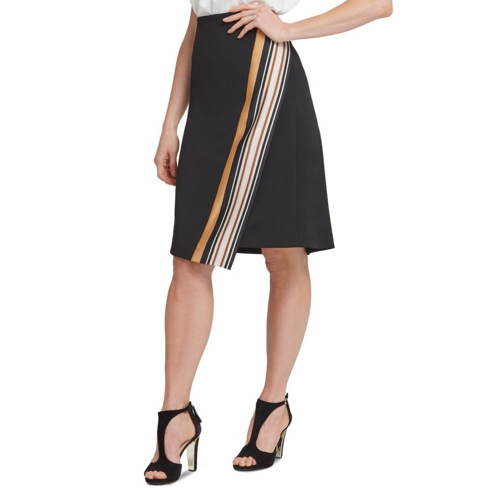 DKNY Black Skirt with Gold and White Stripes